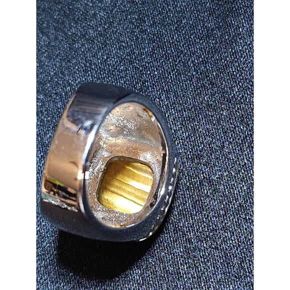 Tiger's Eye Stone and Silver Tone Ring - SIZE 8 - Picture 6 of 6